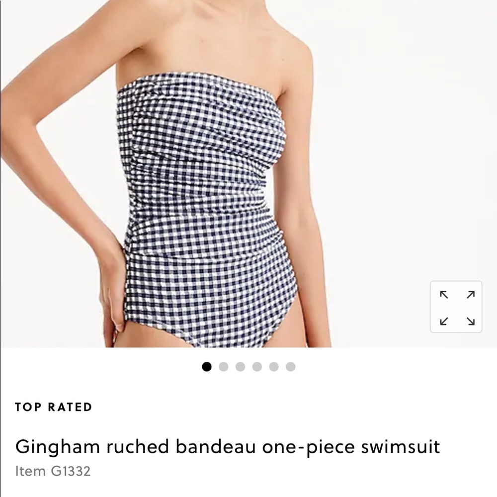 J. CREW Gingham ruched bandeau one-piece swimsuit